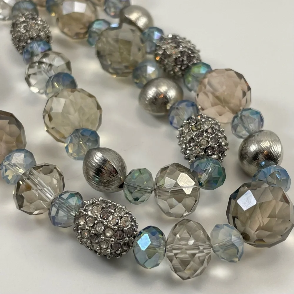 Chunky Bold Glass Beaded Statement Necklace And Earrings Set Stunning Beautiful
